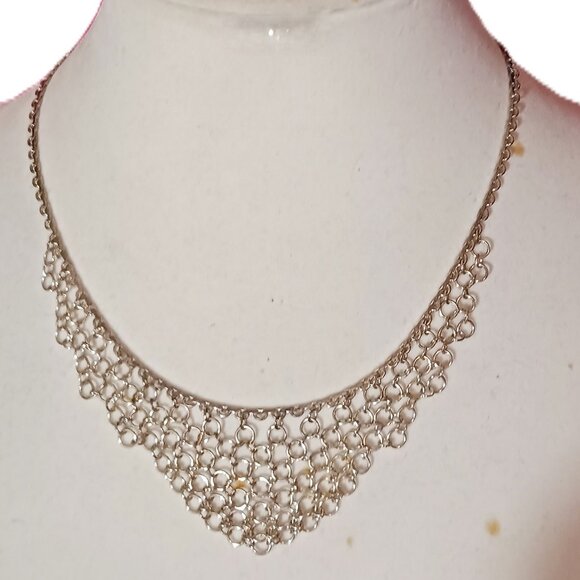 Source Unknown Jewelry - Vintage Silver Fashion Chainmail Mesh Scarf Choker Necklace